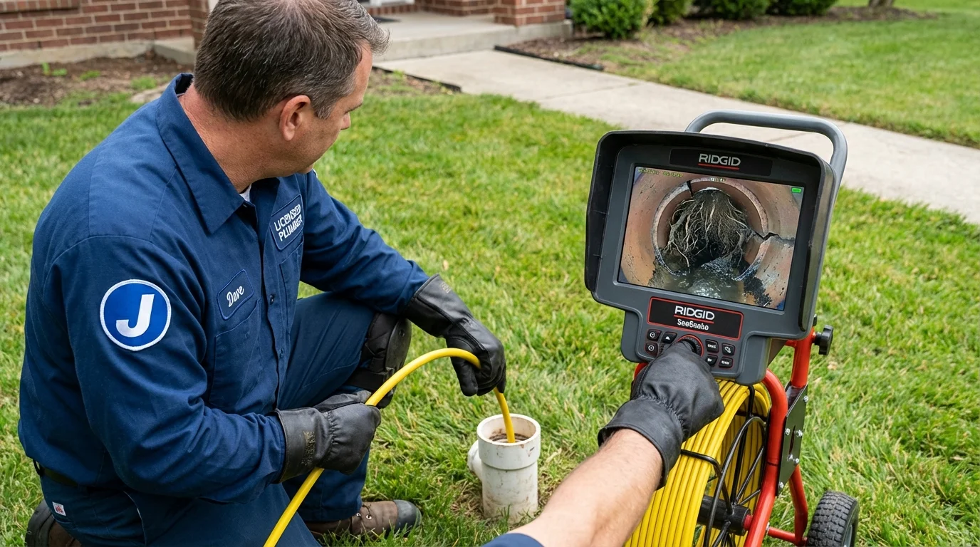 Sewer camera inspection being performed by Johns Plumbing LLC in Brookston